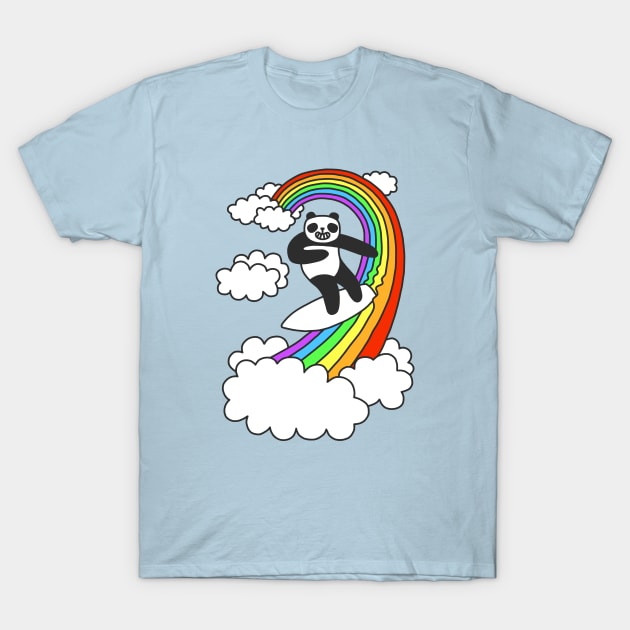 Panda Surf Rainbow T-Shirt by obinsun